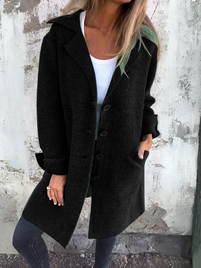 TESSA | LAPEL COLLAR BUTTON-FRONT COAT