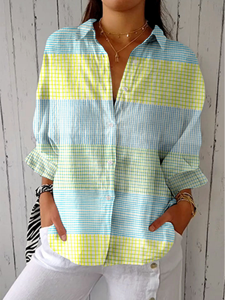 FILIPPA | PASTEL GRID BLOUSE