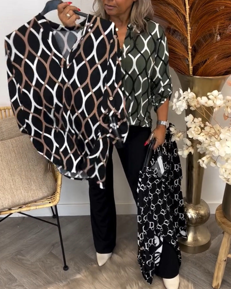 CHRISTABEL | CASUAL LONG-SLEEVE PATTERNED BLOUSE