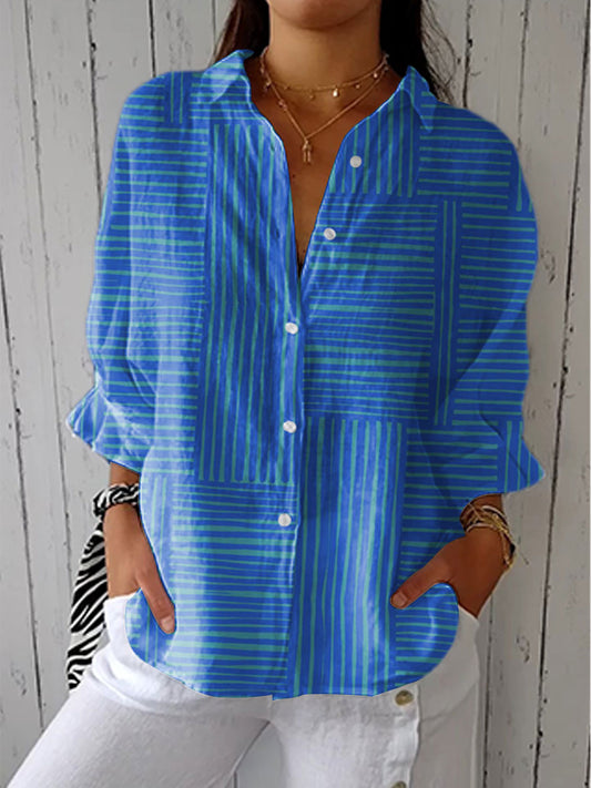 FELINE | AZURE STRIPE BLOUSE