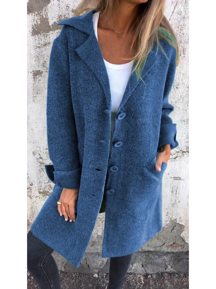 TESSA | LAPEL COLLAR BUTTON-FRONT COAT