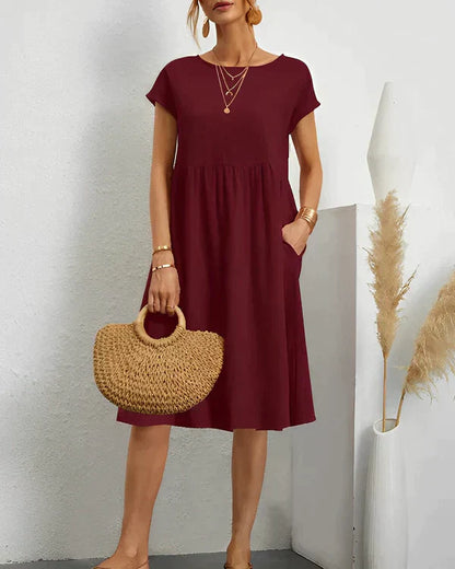 JACQUELINE | ELEGANT ROUND NECK DRESS