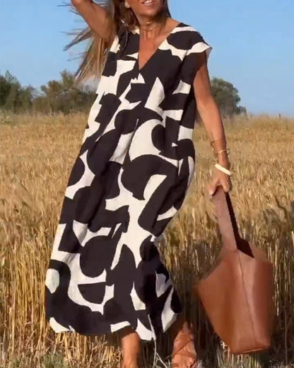 DOREEN | PRINTED V-NECK DRESS