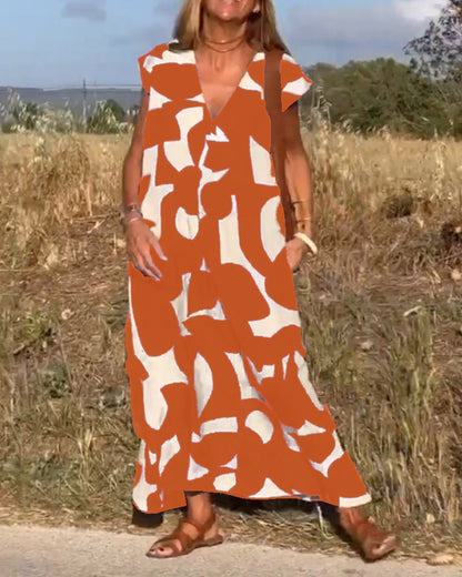 DOREEN | PRINTED V-NECK DRESS
